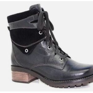 Dromedaris Kara Black Leather/Suede Ankle Boots size 11.5